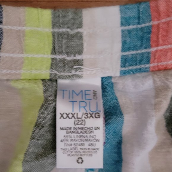 Rainbow Stripes Time and Tru Striped Linen Shorts  Size 3X Size 22 - Picture 14 of 16